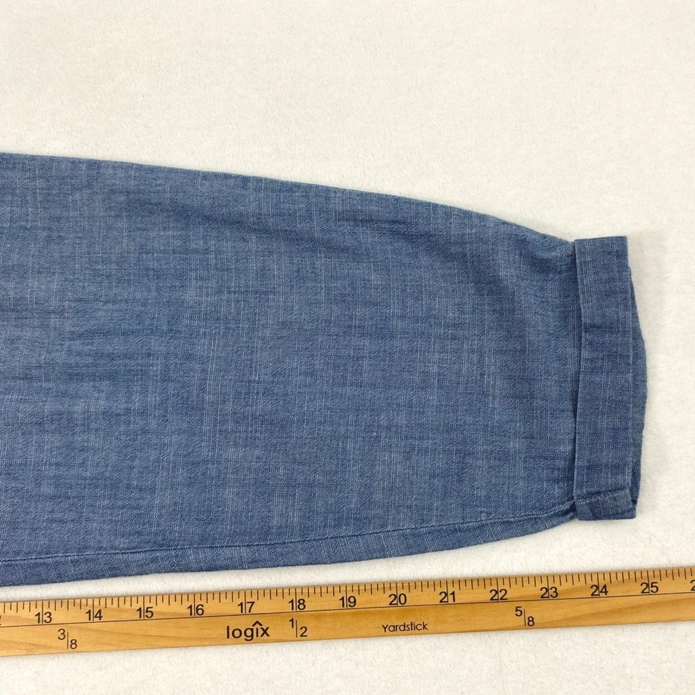 J.Crew Pants Women 10‎ Blue Chambray Drawstring Cuffed Tapered Coastal Nautical
